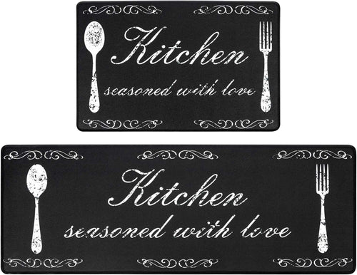 anti Fatigue Kitchen Mat Set of 2 Cushioned Kitchen Floor Mats Waterproof Kitchen Rugs Non Slip Kitchen Runner Rug Comfort Soft Standing Mat Carpets